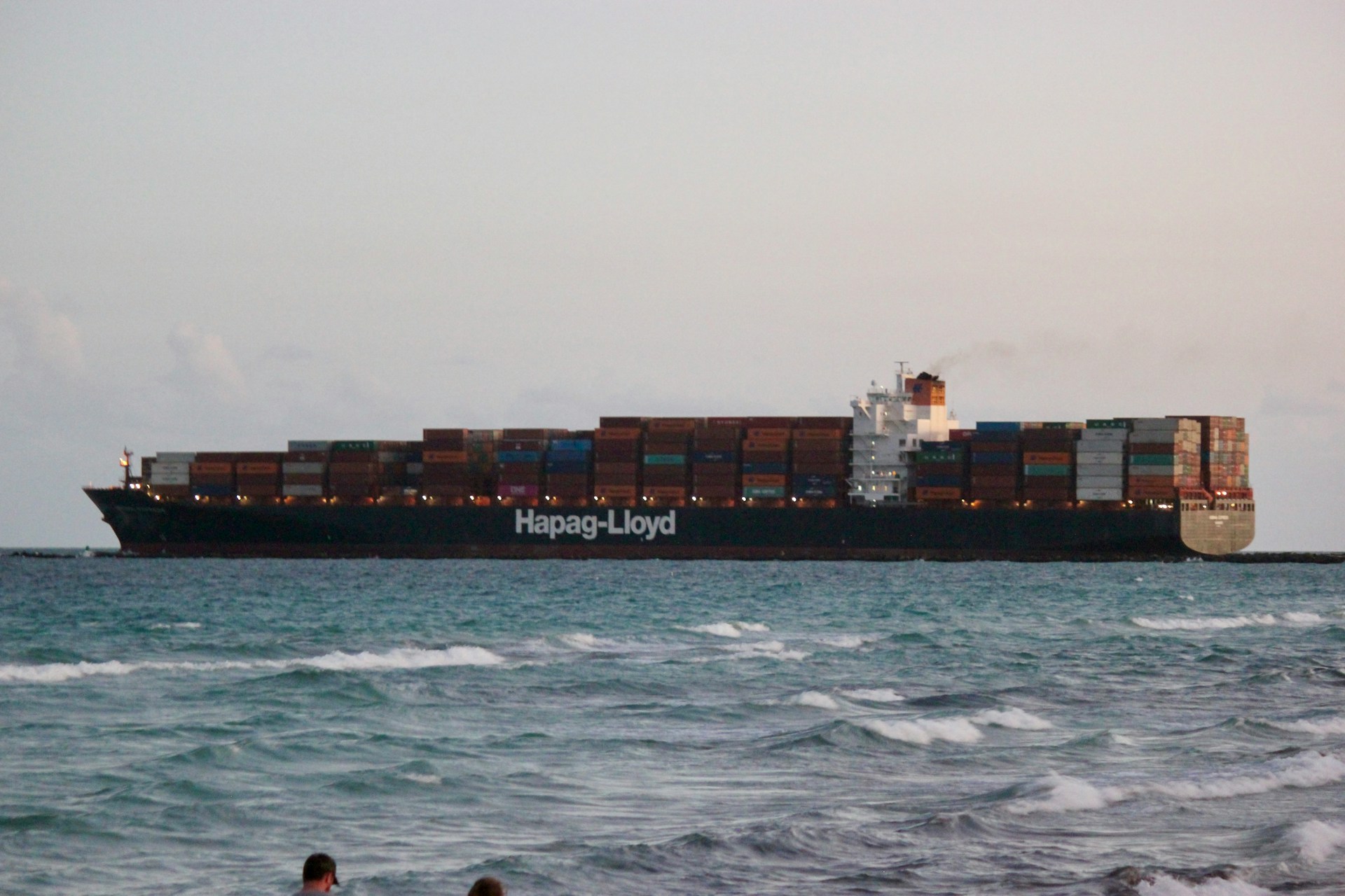 A Hapag-Lloyd container ship at sea