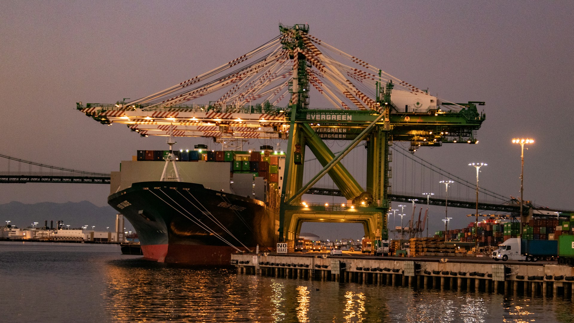 The Port of Los Angeles at dusk