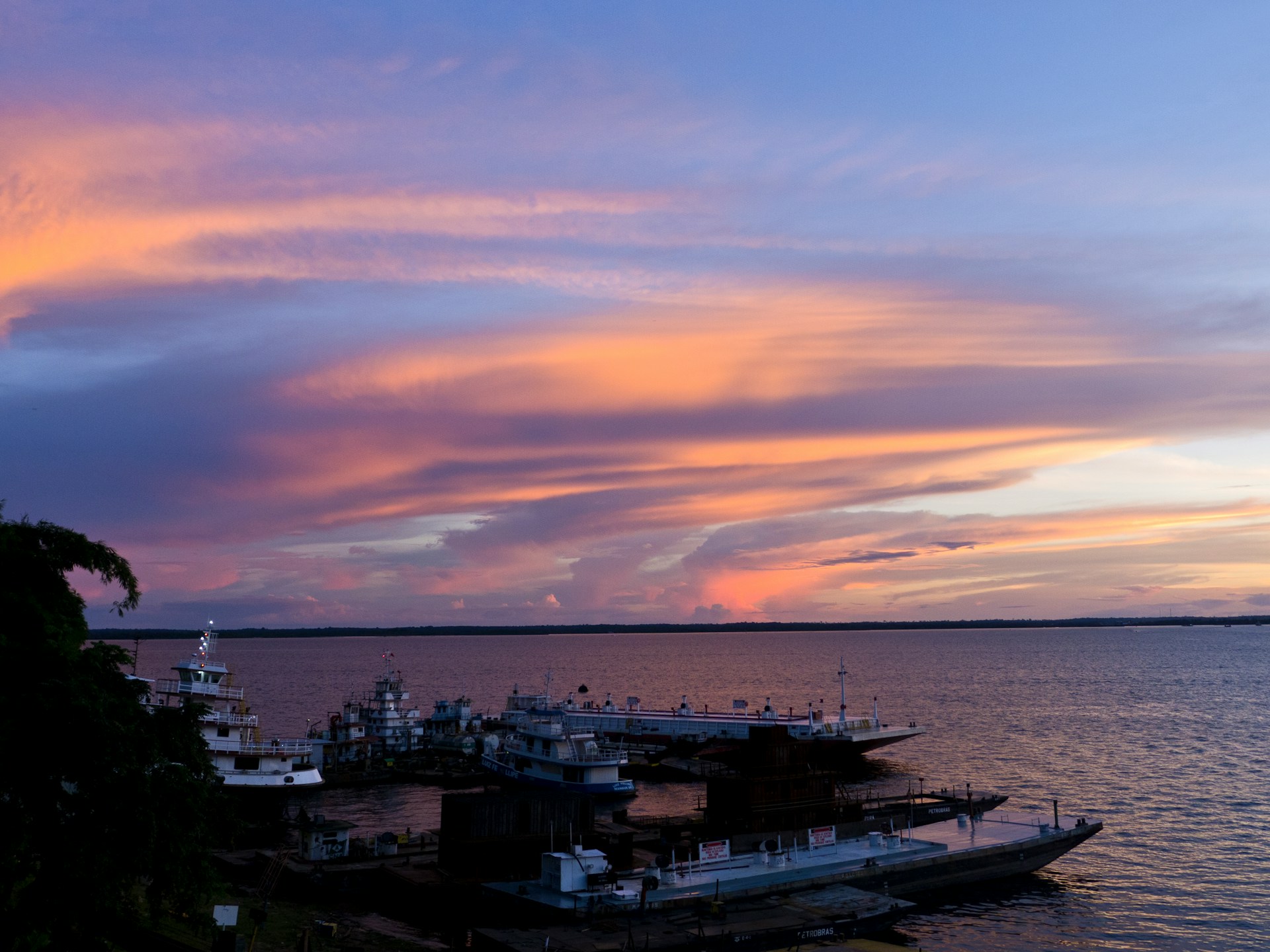 The Amazon River at dusk