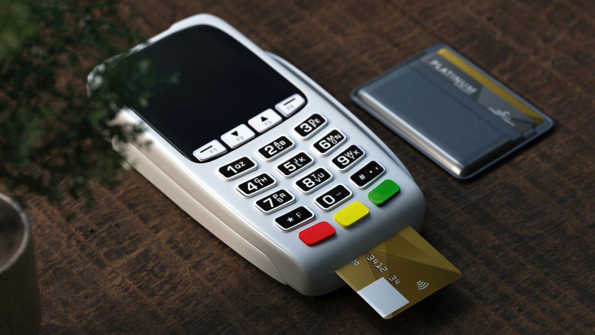 A credit card in a payment machine