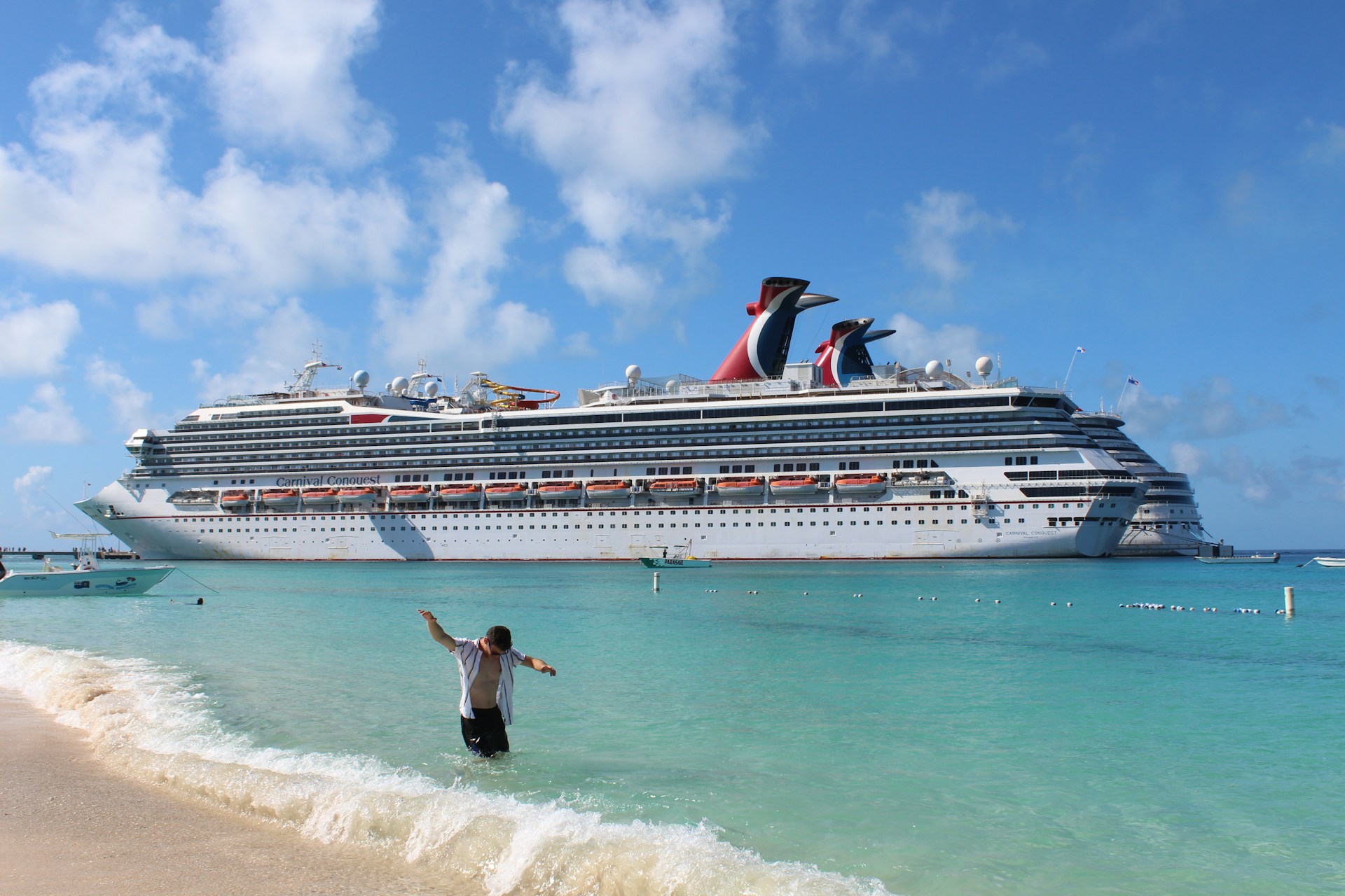 A Carnival Cruise Line ship in port