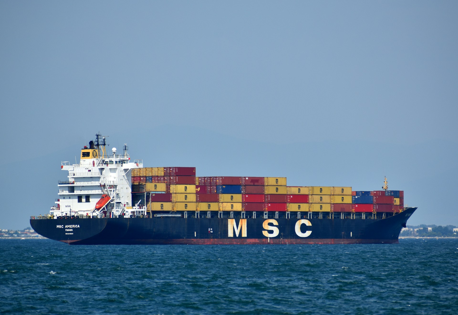 An MSC container ship