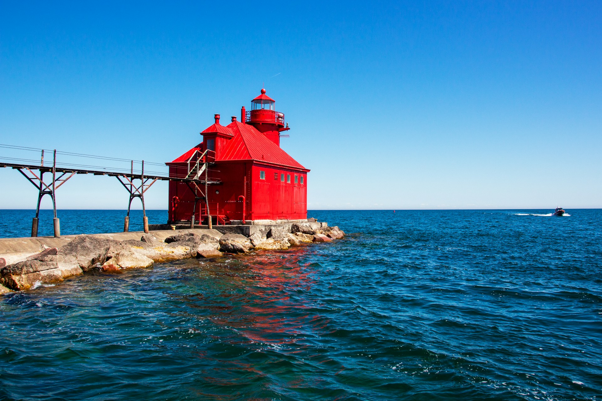 A lighthouse on Lake Michigan