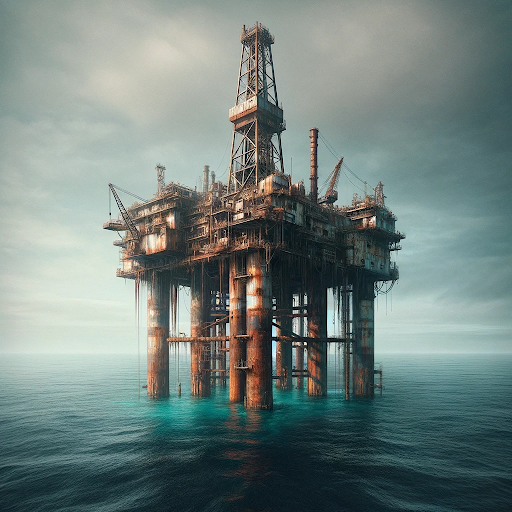 AI generated image of an old oil rig