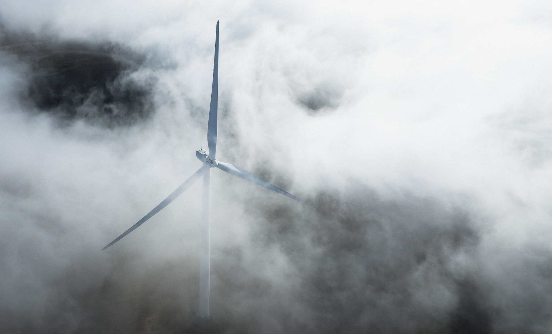 Wind turbine in clouds