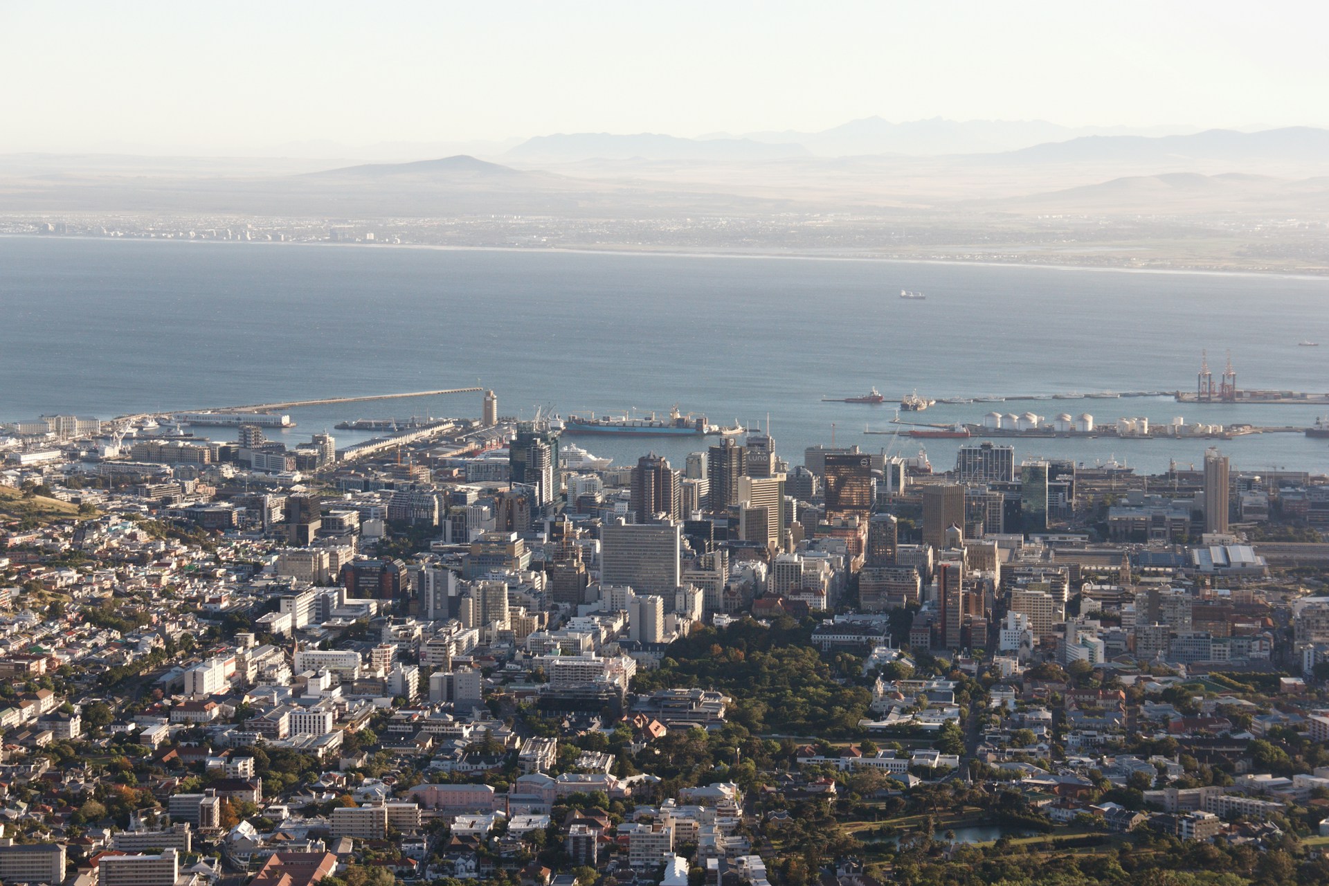 Aerial view of Cape Town and the port