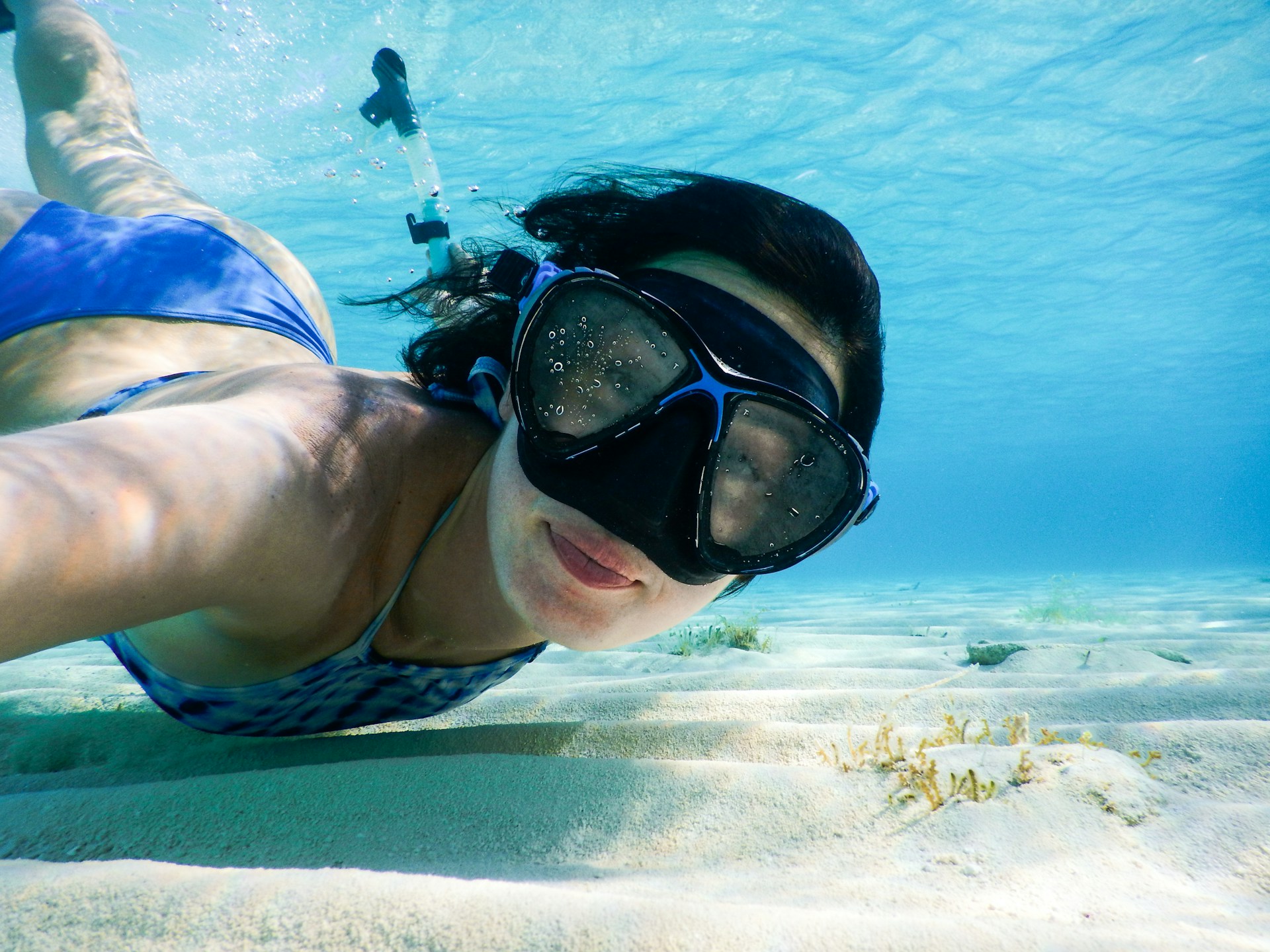 A woman snorkeling