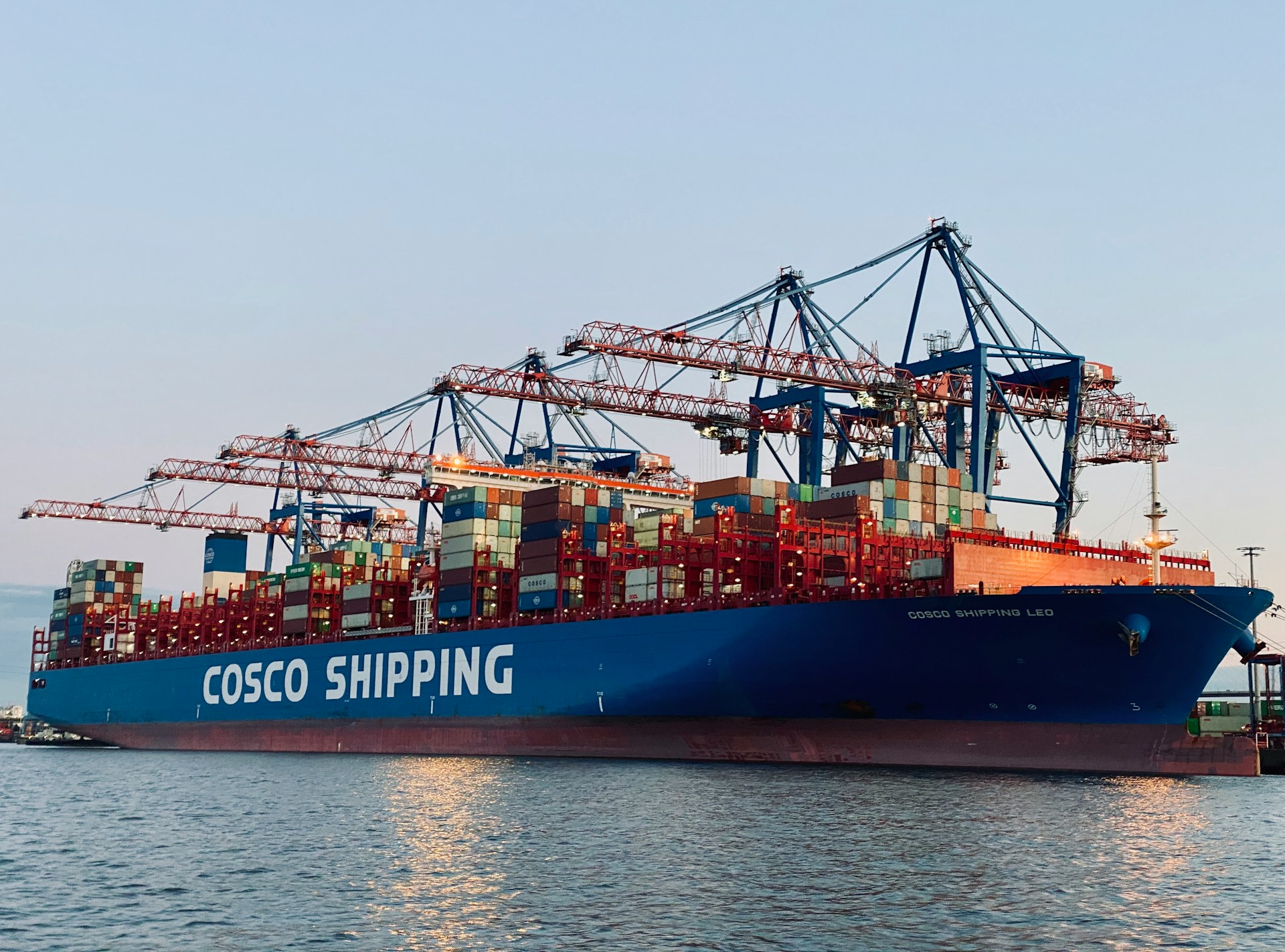 A COSCO container ship in port