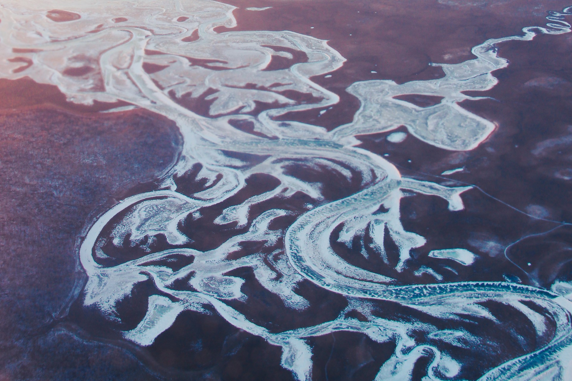 aerial view of an oil spill in water