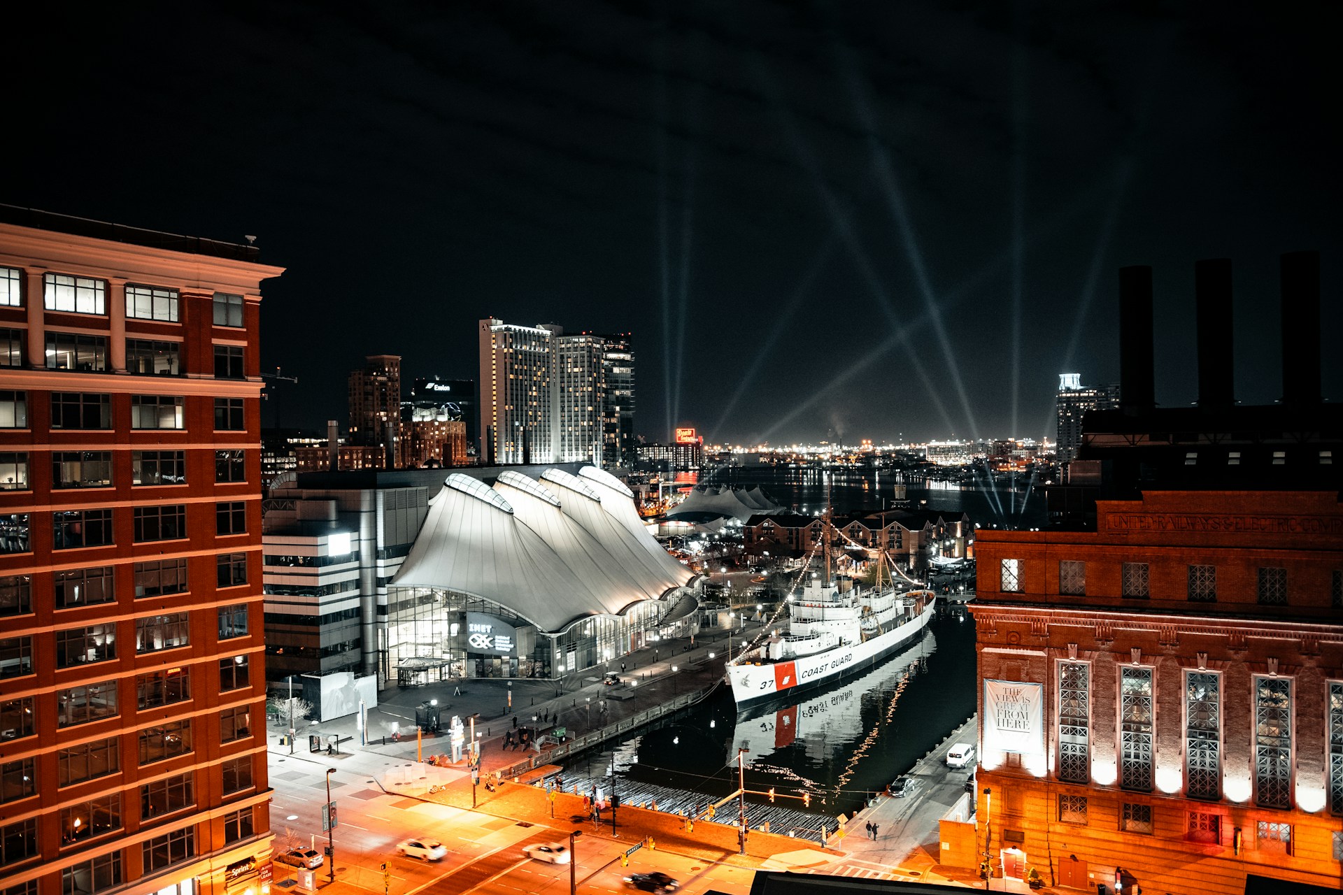 Baltimore Harbor at night