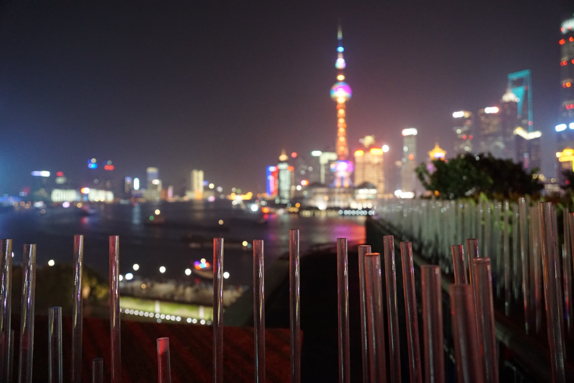 View of Shanghai's Pudong skyline at night