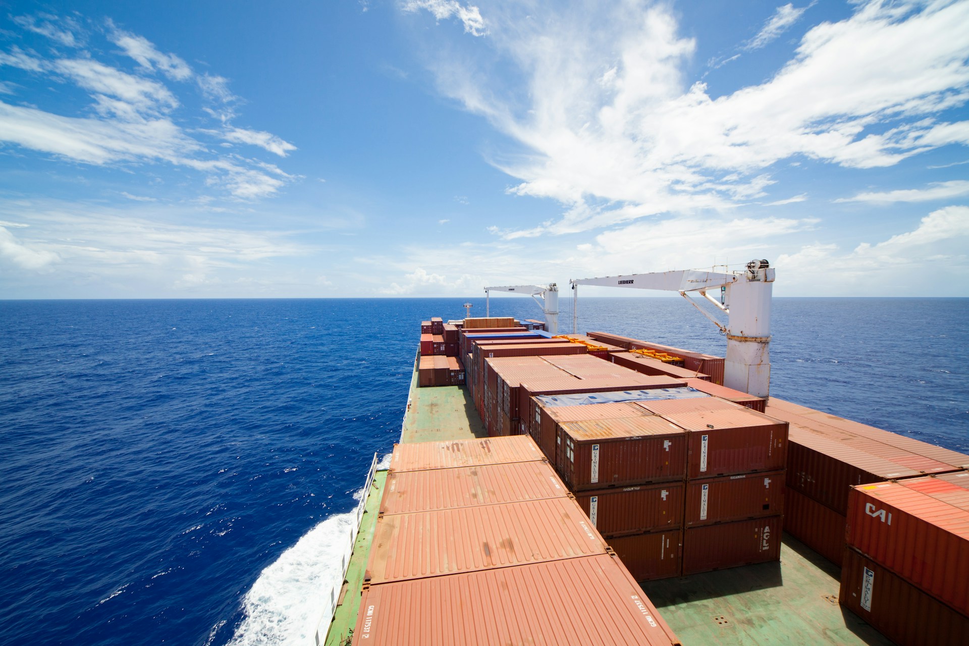 The bow of a vessel as seen from the bridge