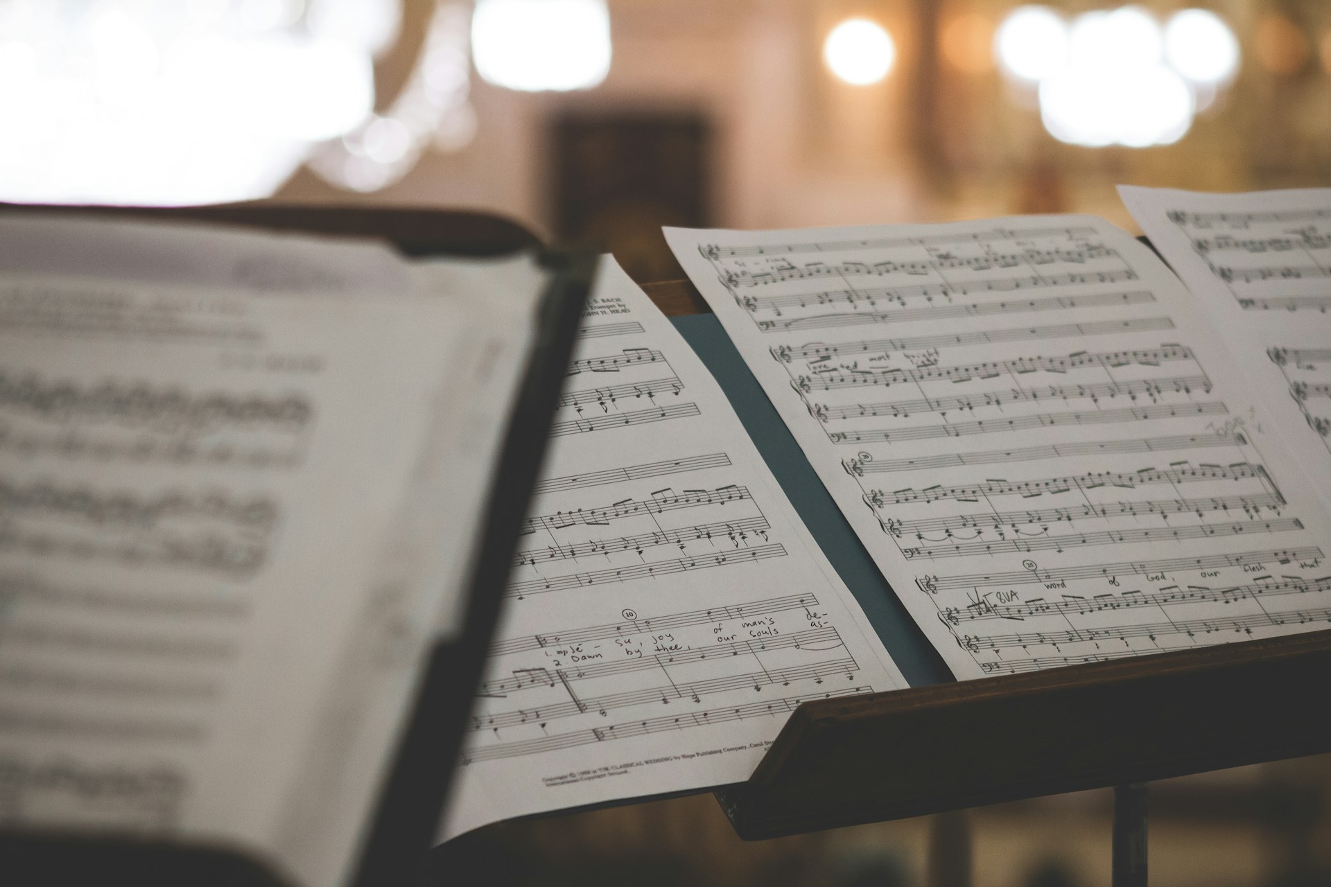 Musical notes on a music stand