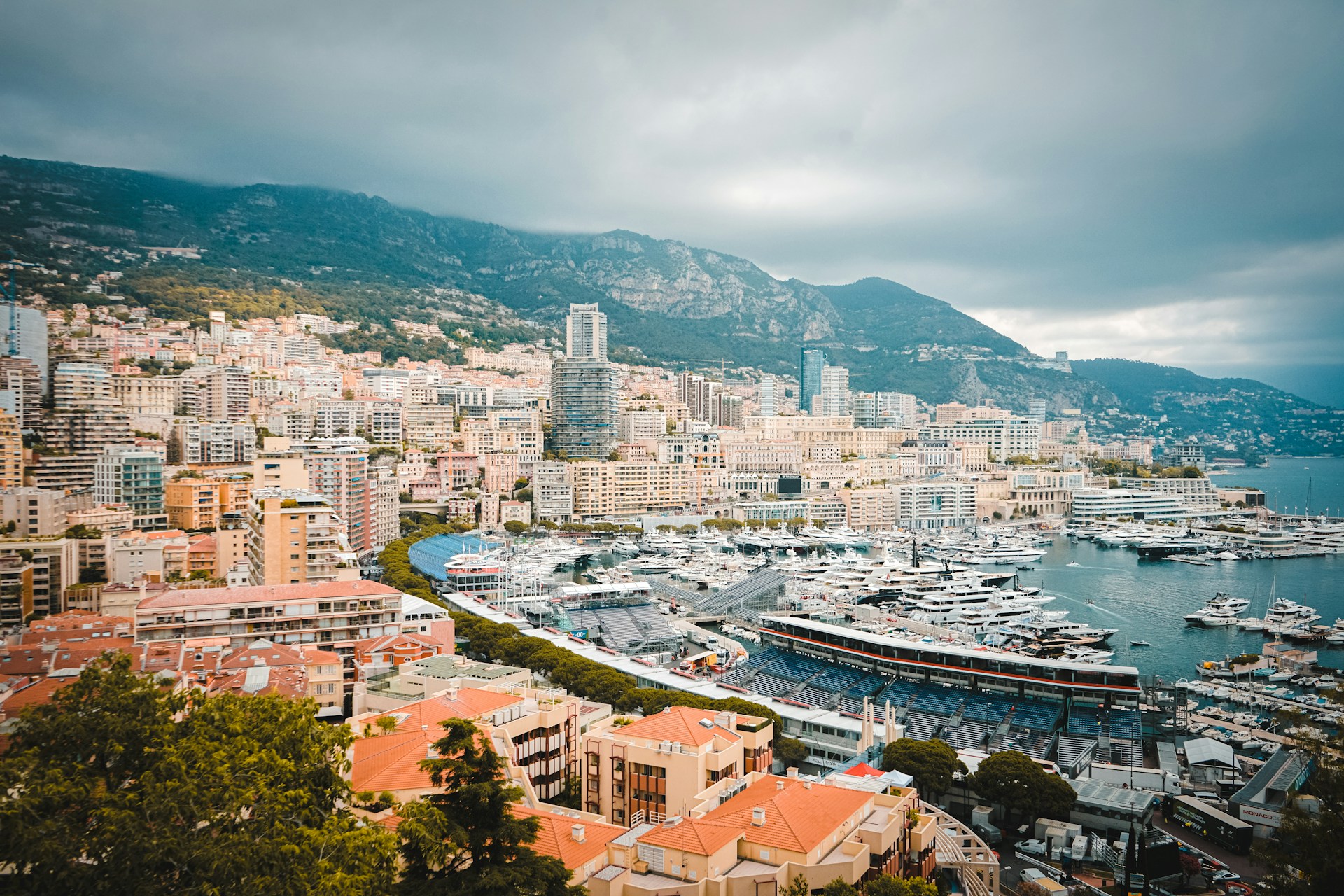 Monaco's harbor and Grand Prix race track