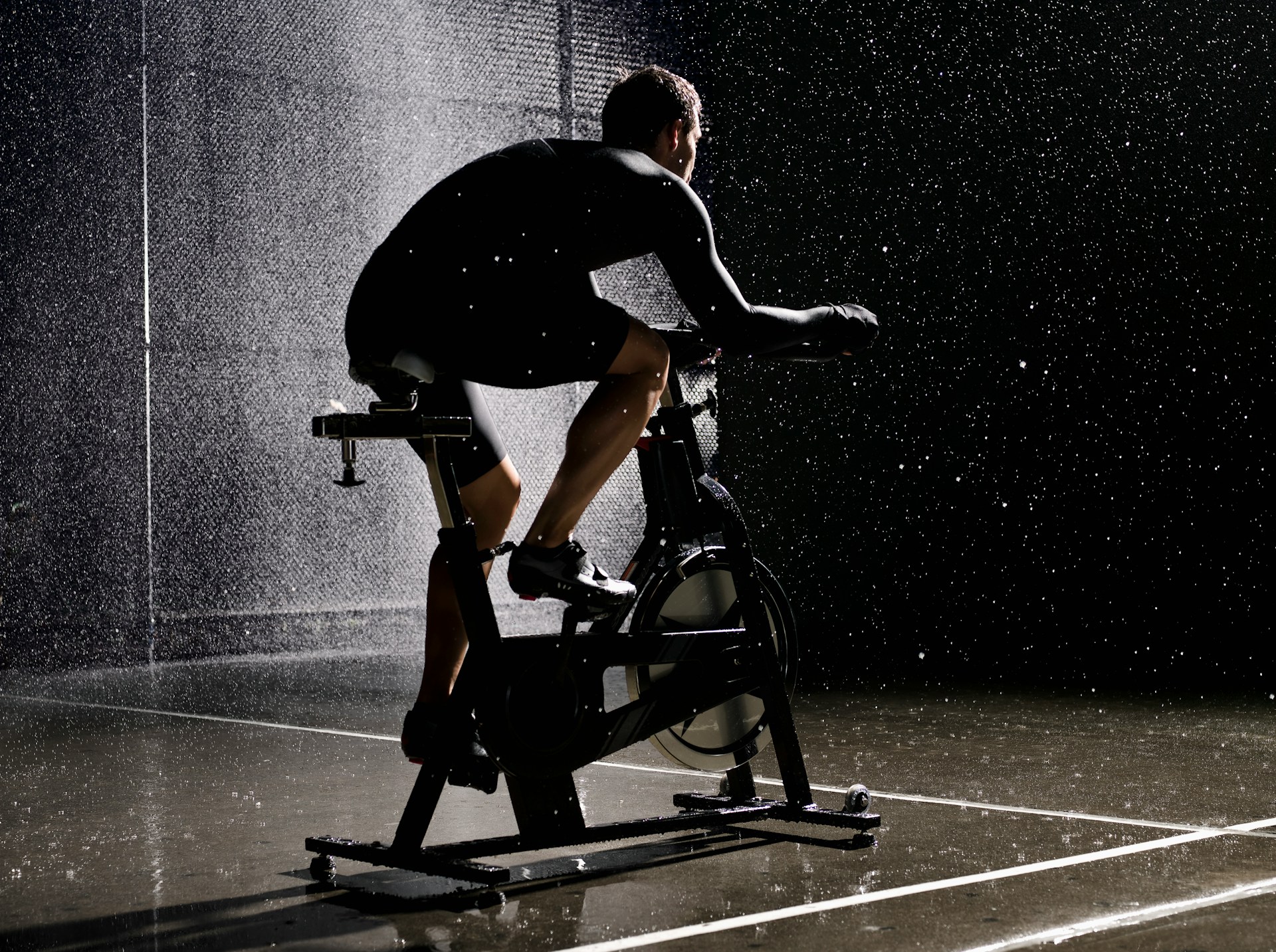 A man on an exercise bike